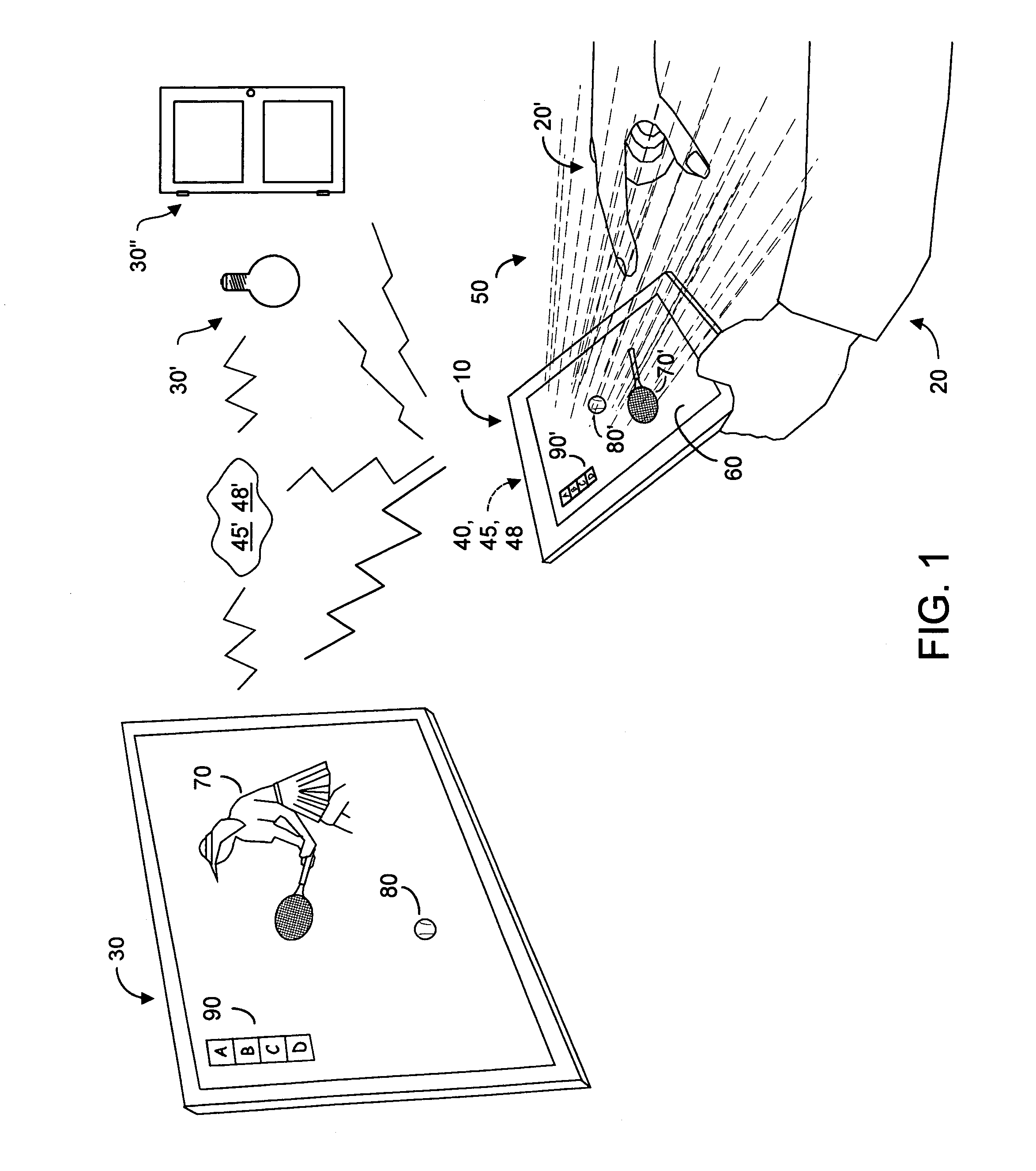 Portable remote control device enabling three-dimensional user interaction with at least one appliance