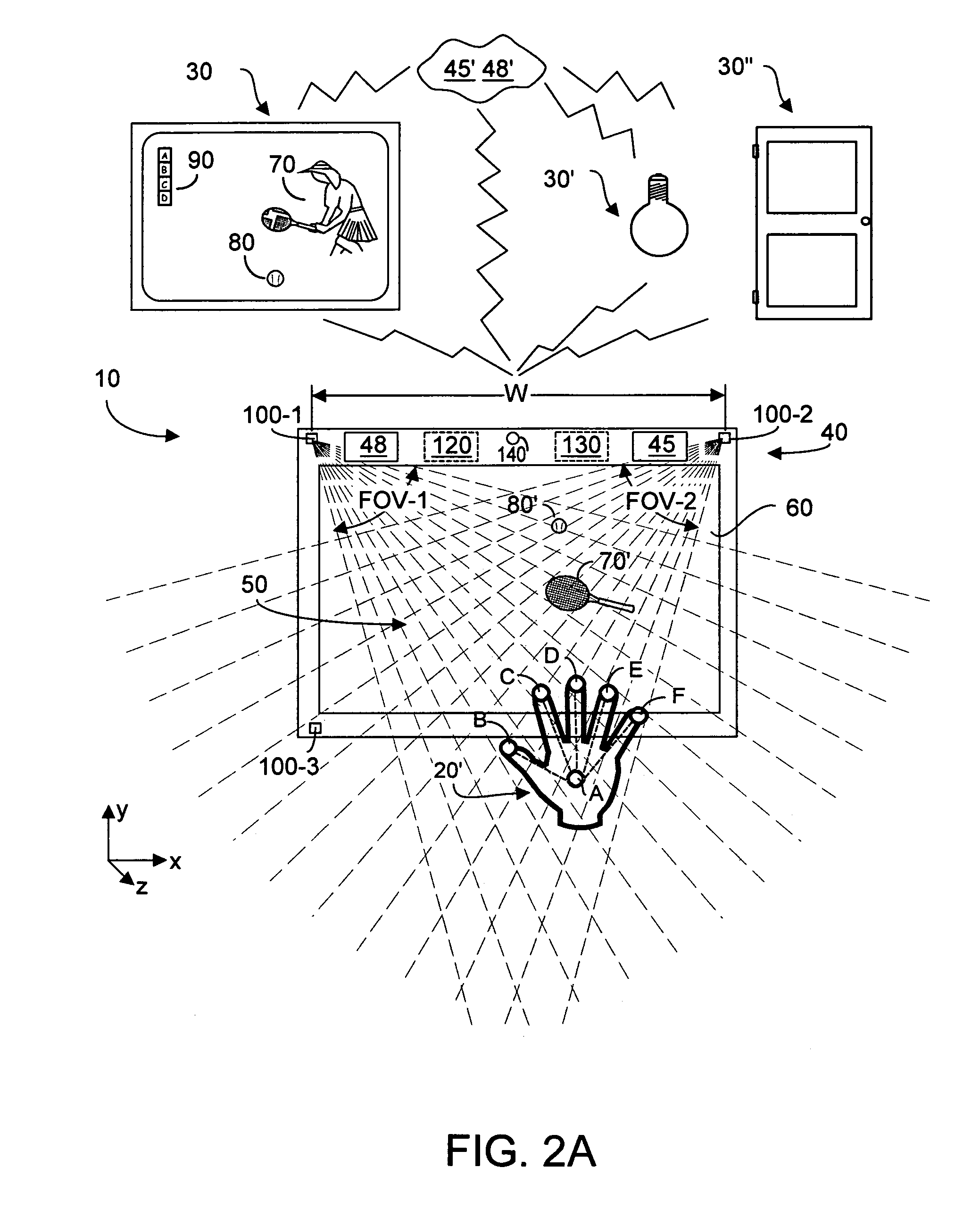 Portable remote control device enabling three-dimensional user interaction with at least one appliance
