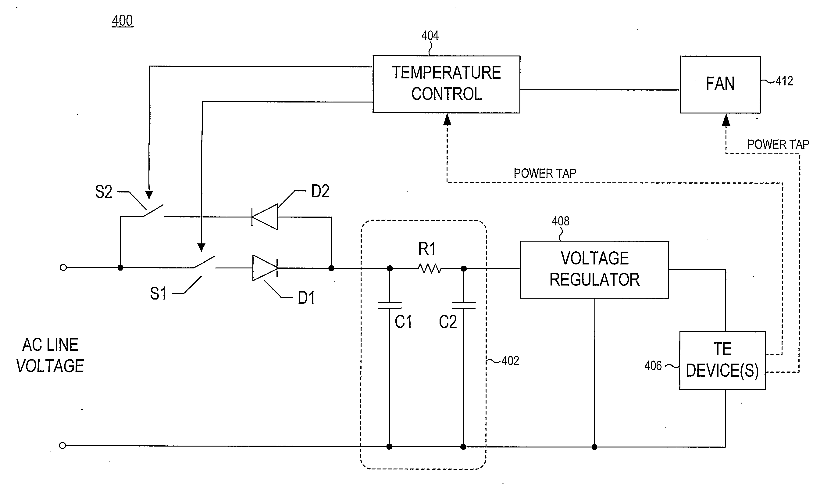 Line-Voltage-Powered Thermoelectric Device