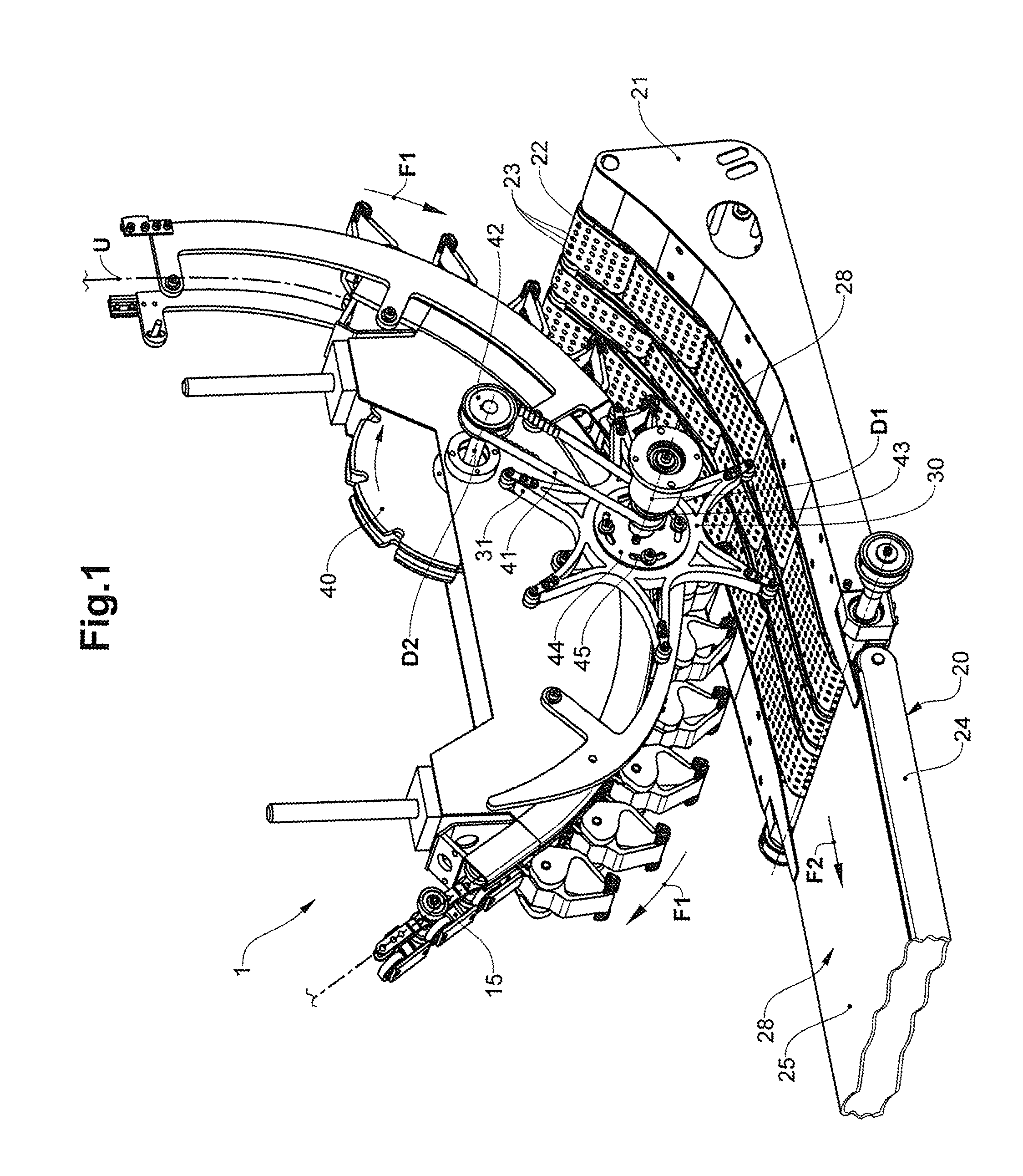 Device and method for conveying flat objects