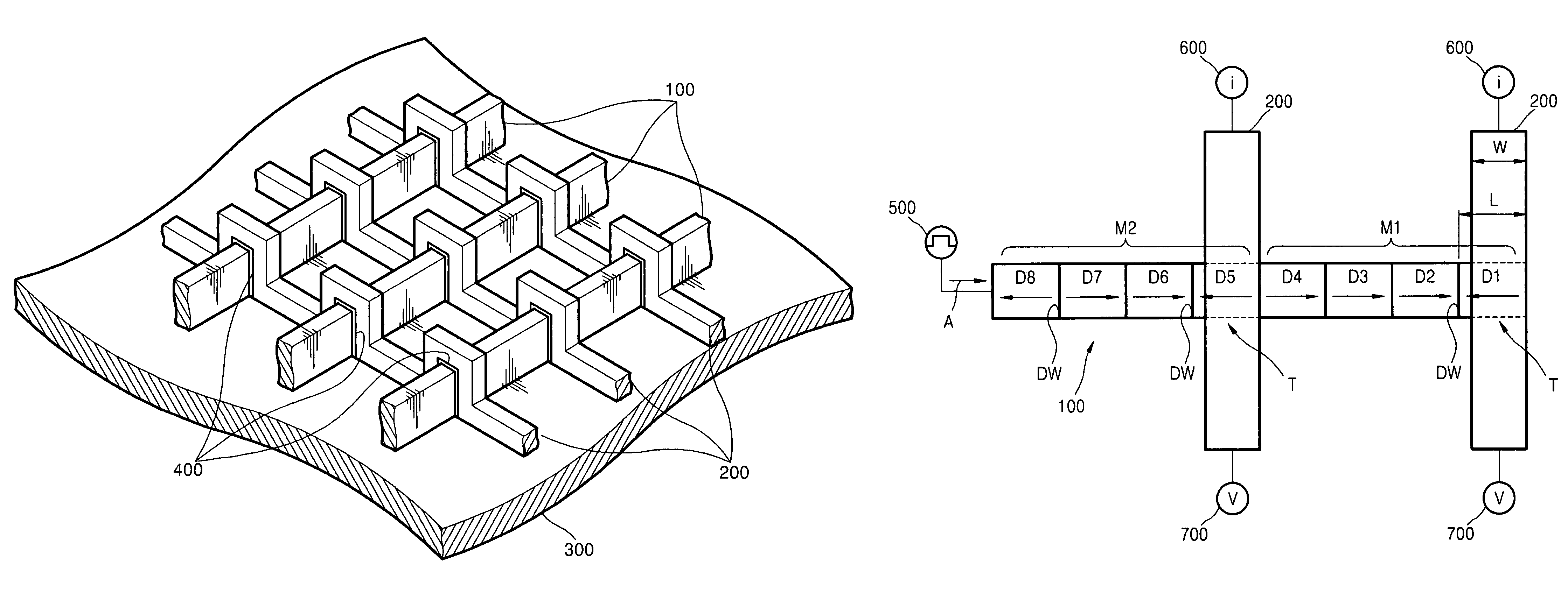 Magnetic memory device with moving magnetic domain walls