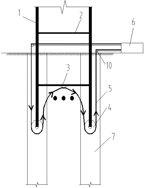 Construction method of cutting underground obstacle with wire saw