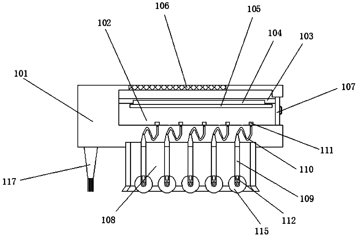 Hot-drying ink absorbing mechanism used after printing and used for plastic extruding plate processing device