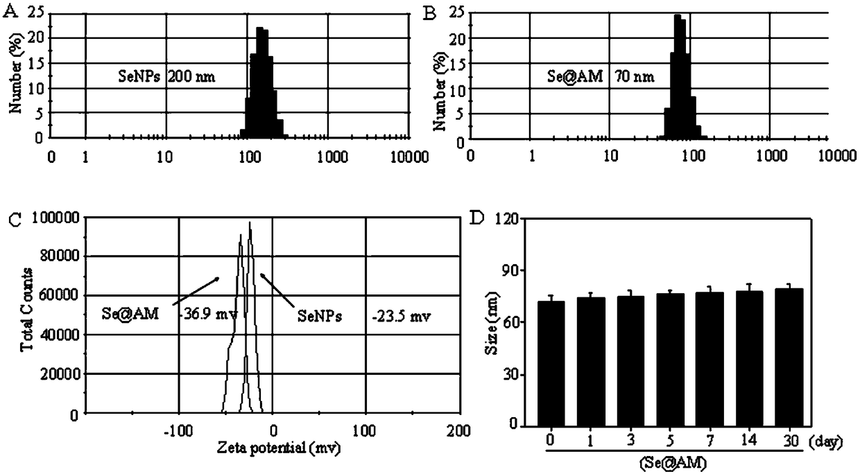 Preparation method and application of nano-selenium-amantadine compound nano-drug carrier