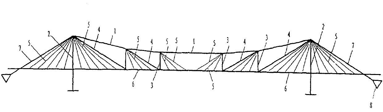 Multi-suspended-pylon cable-stayed bridge