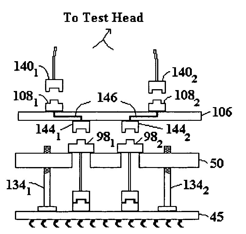 Mechanically reconfigurable vertical tester interface for IC probing