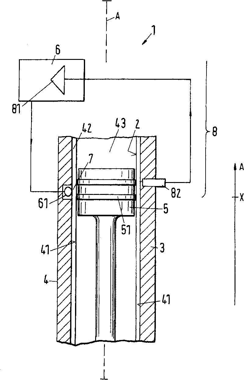 Detection device, method for operating stroke piston internal combustion engine, and stroke piston internal combustion engine