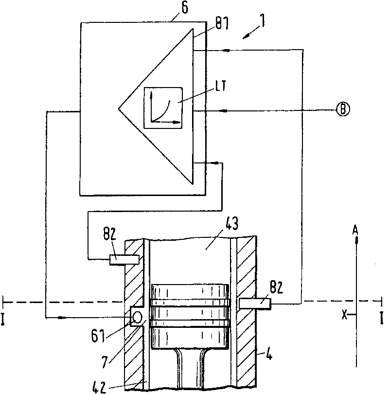 Detection device, method for operating stroke piston internal combustion engine, and stroke piston internal combustion engine