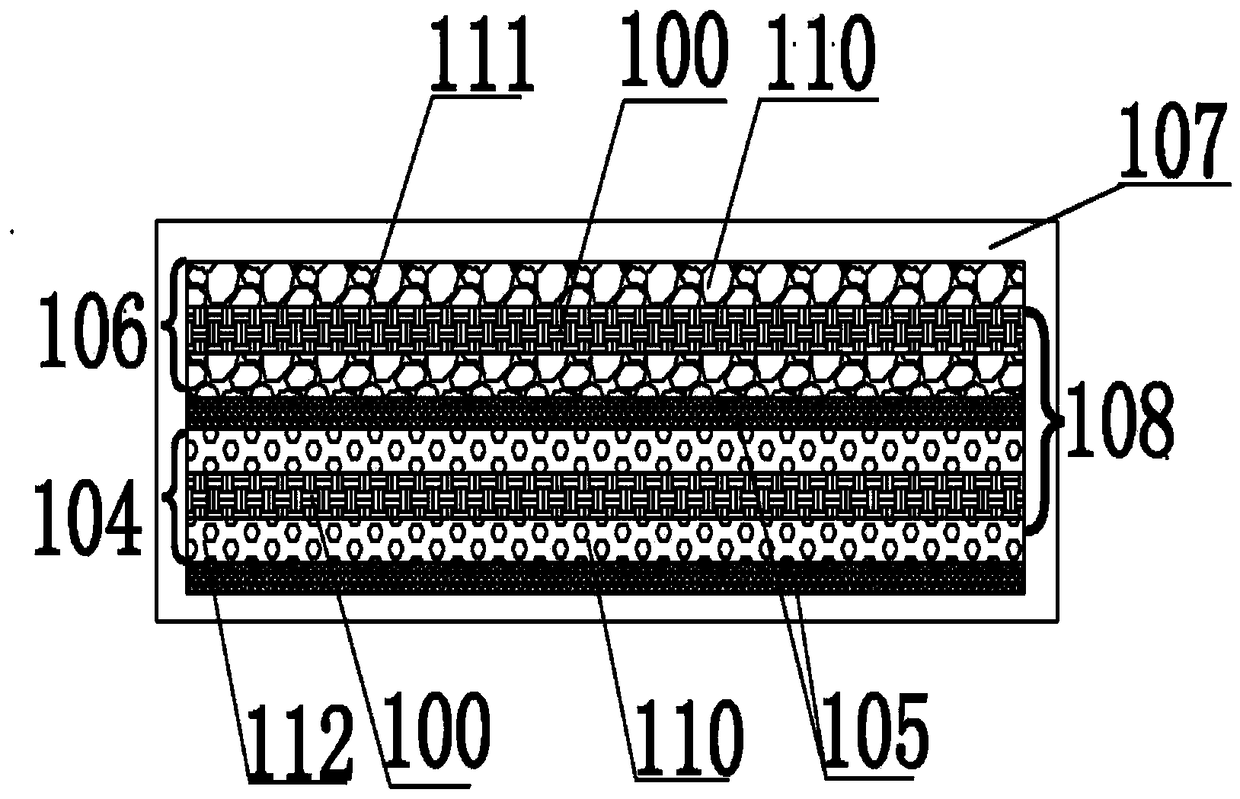 Flexible current collector battery and production method thereof