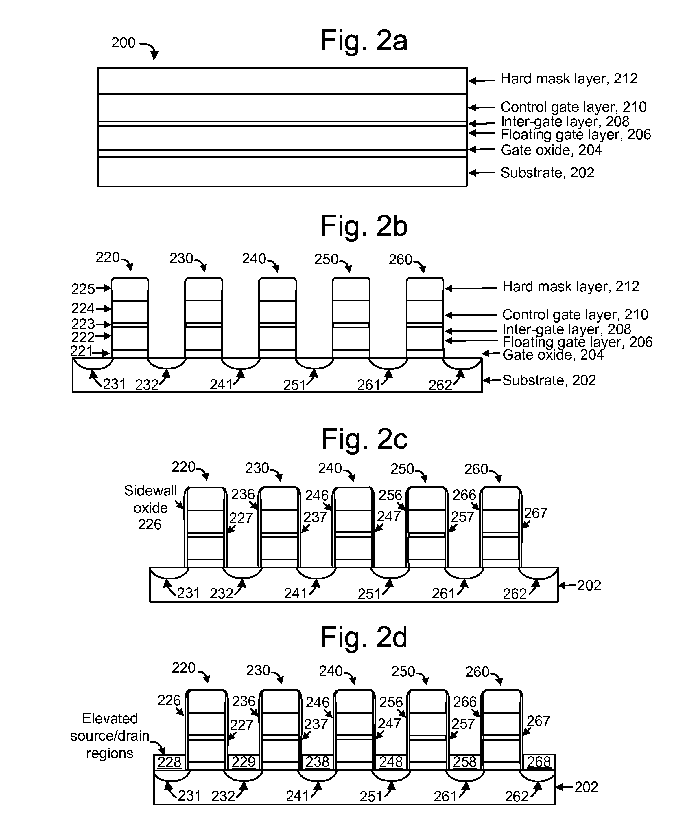 Non-volatile memory with sidewall channels and raised source/drain regions