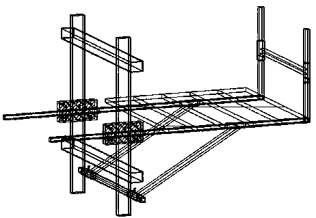 Overhanging support system attached to rectangular beams and columns