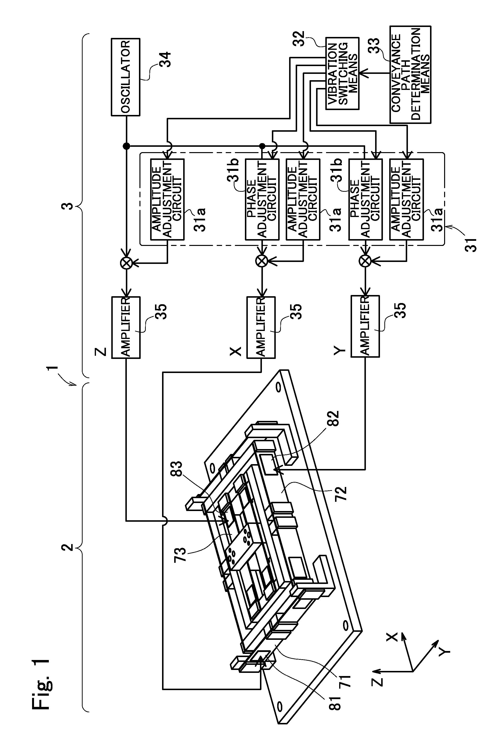 Vibration device, article conveyance device, and article sorting device