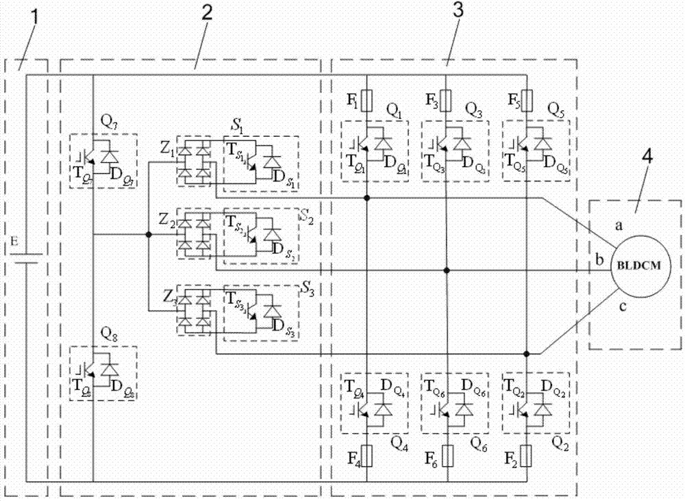 Three-phase fault-tolerant inverter circuit and control method thereof
