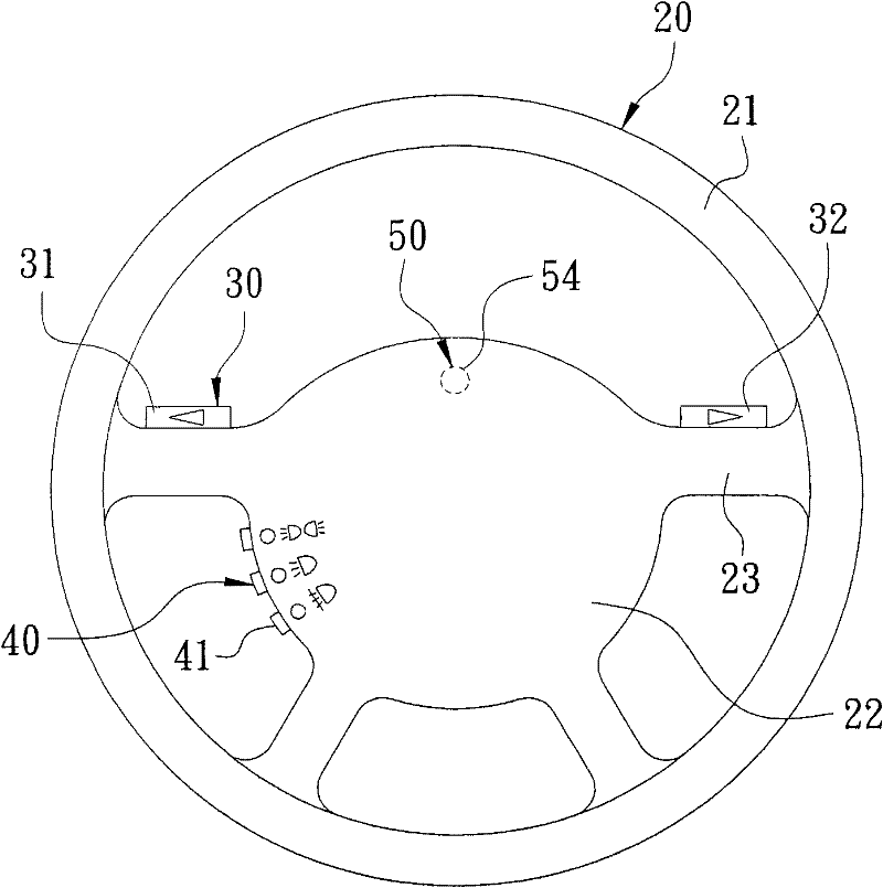 Steering wheel with direction light button