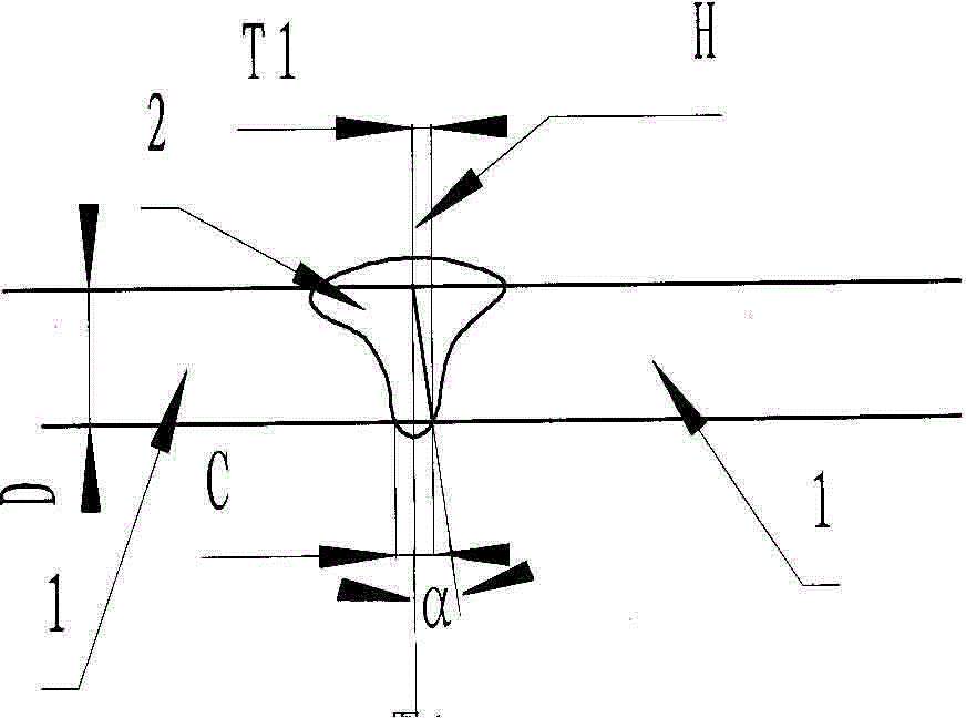 Compensating welding method of rake angle welding line of electron beam welding thin plate