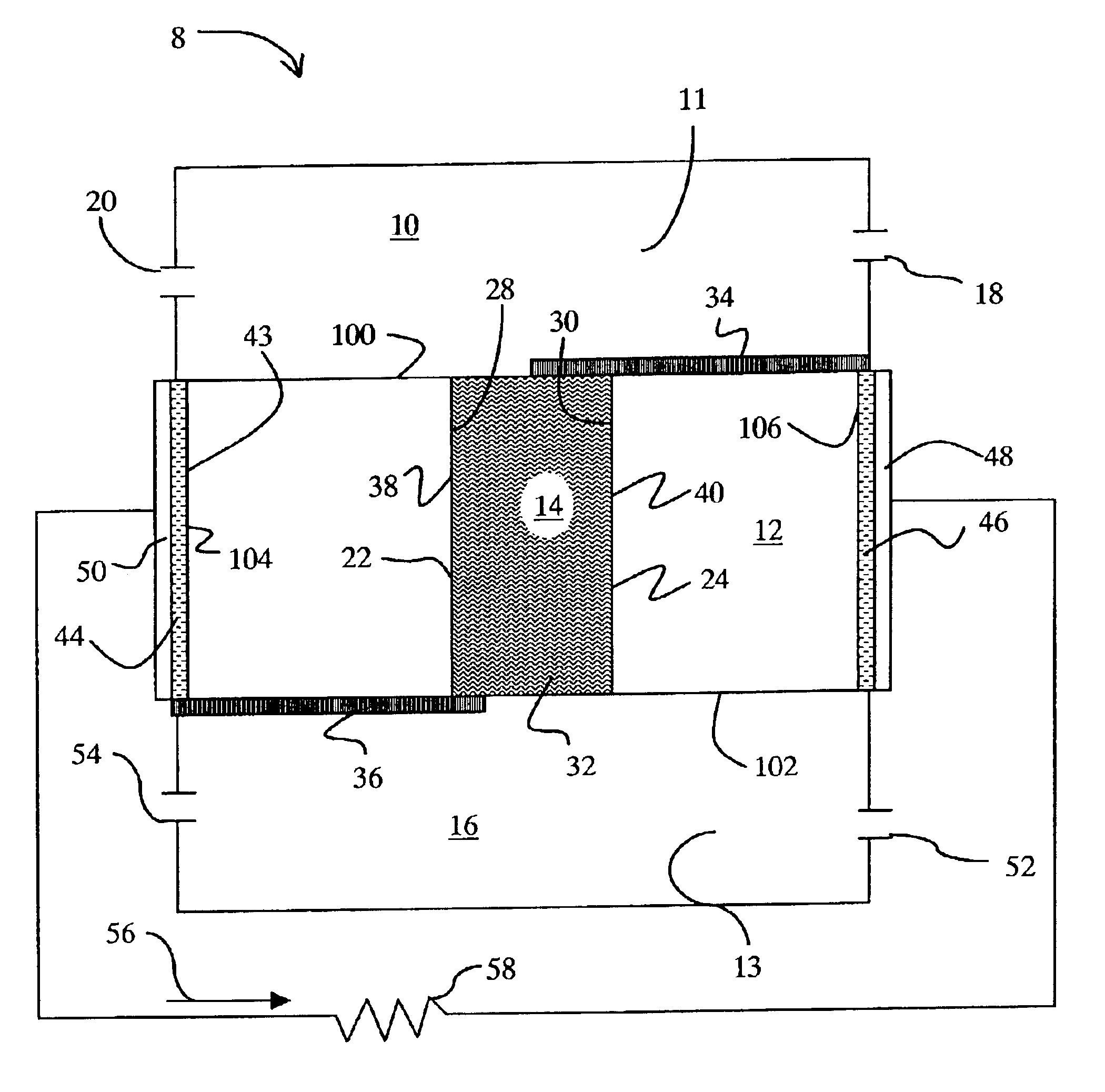 Apparatus of high power density fuel cell layer with micro for connecting to an external load