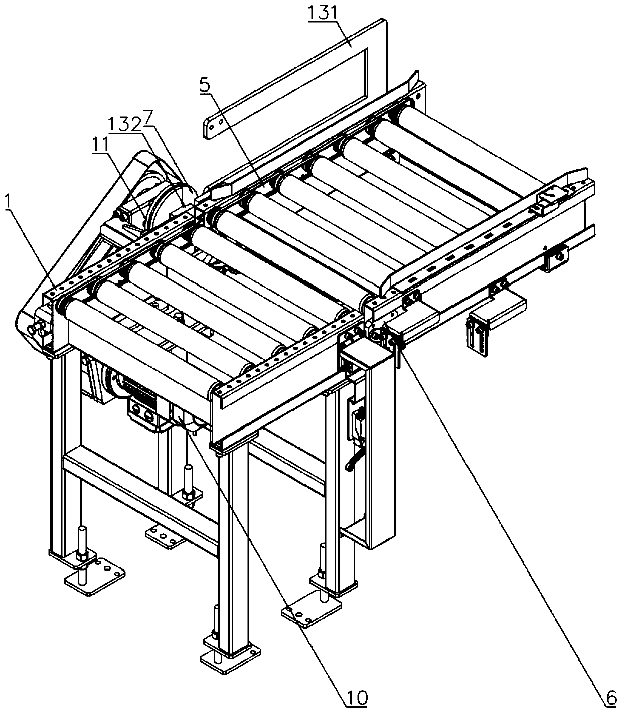 Conveying device penetrating through fireproof roller shutter door and having torsion limiting function