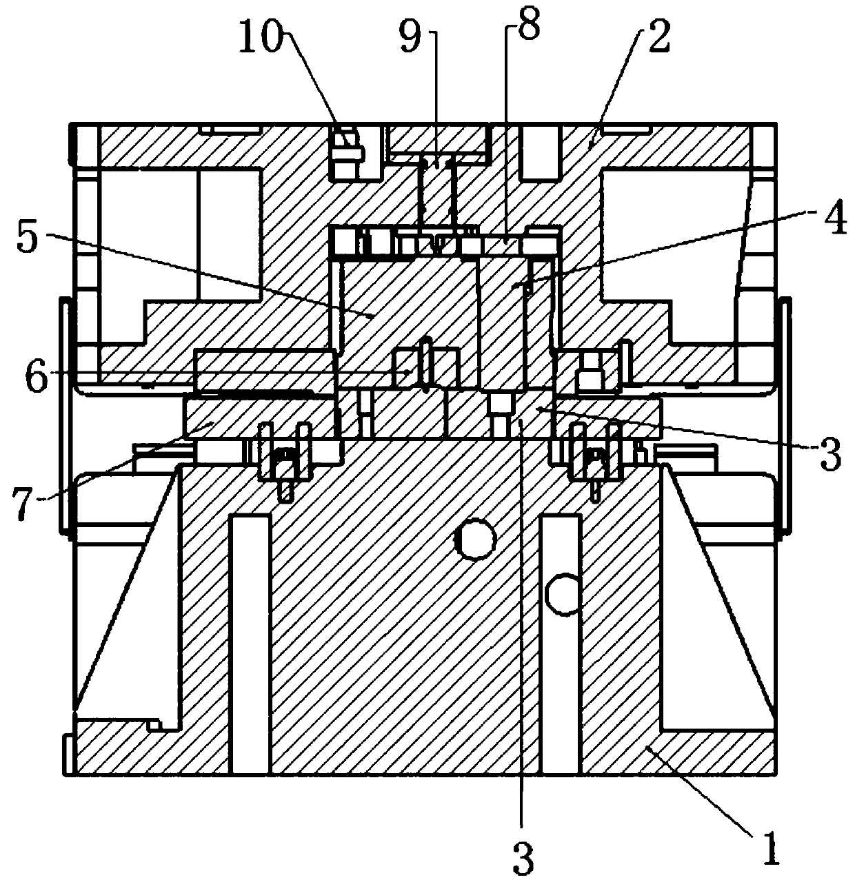 Stiffening beam-rear transverse beam trimming punching and forming combination structure