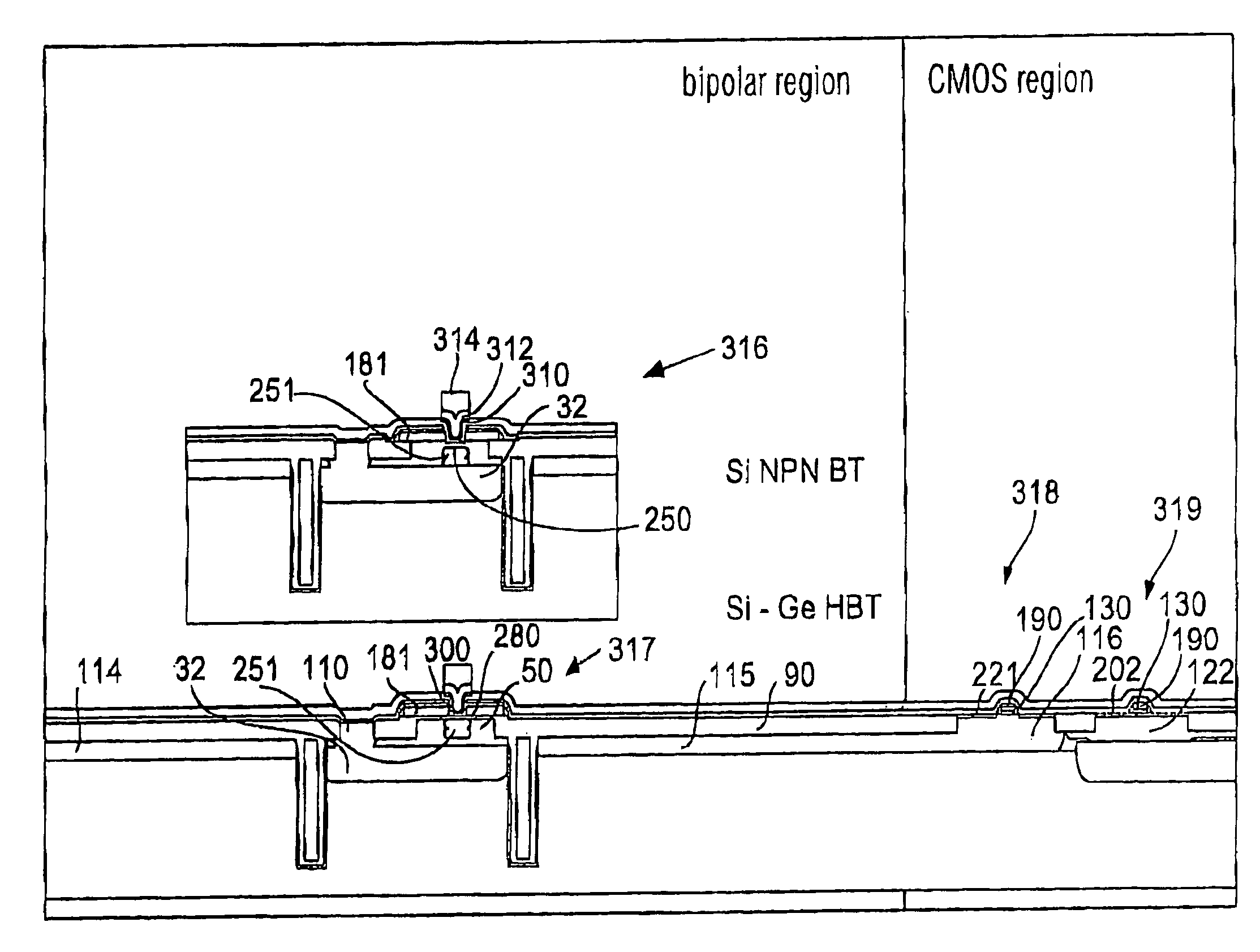 Method for manufacturing an integrated circuit and integrated circuit with a bipolar transistor and a hetero bipolar transistor