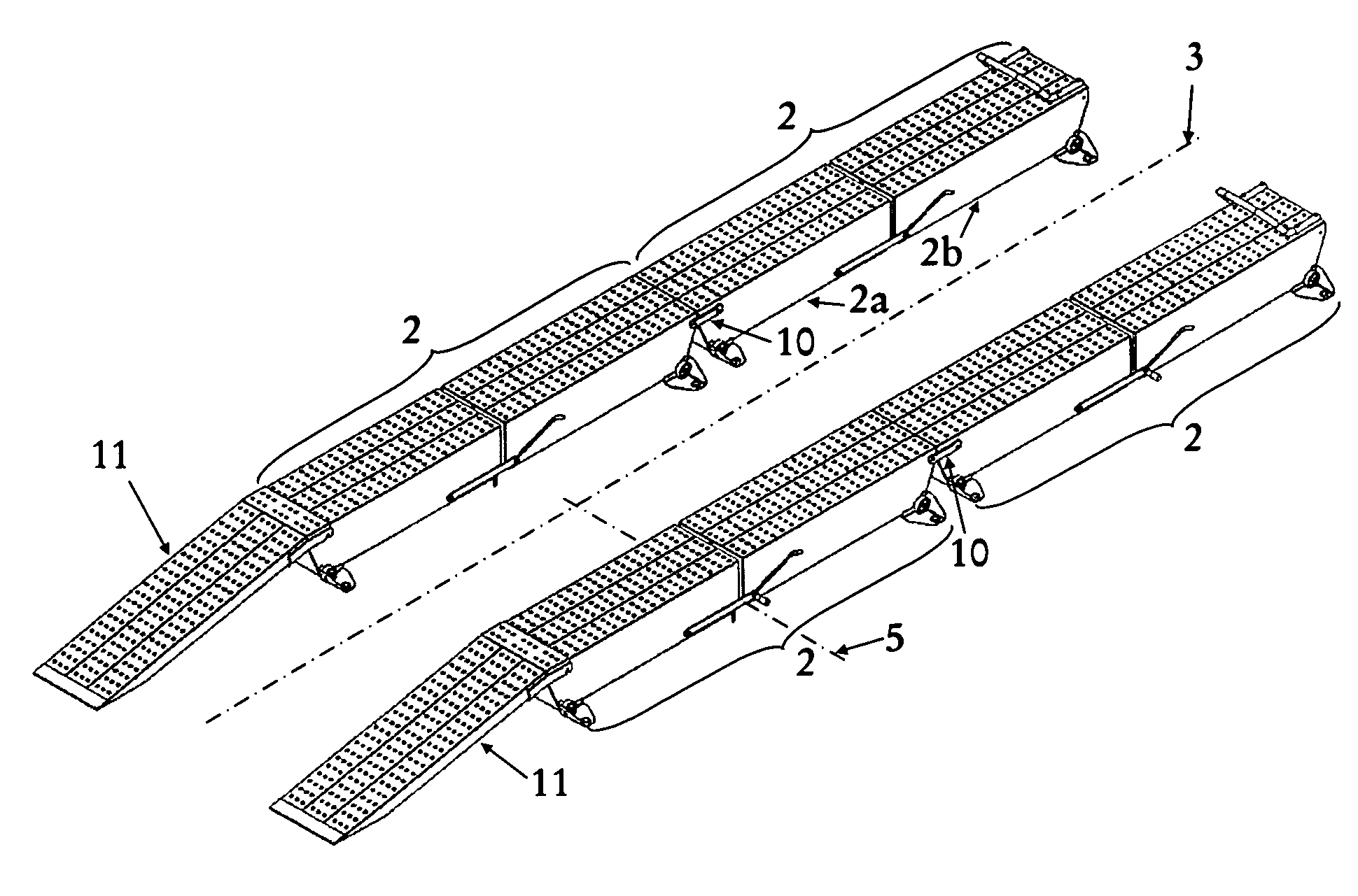 Combined ramp and vehicle chocking construction