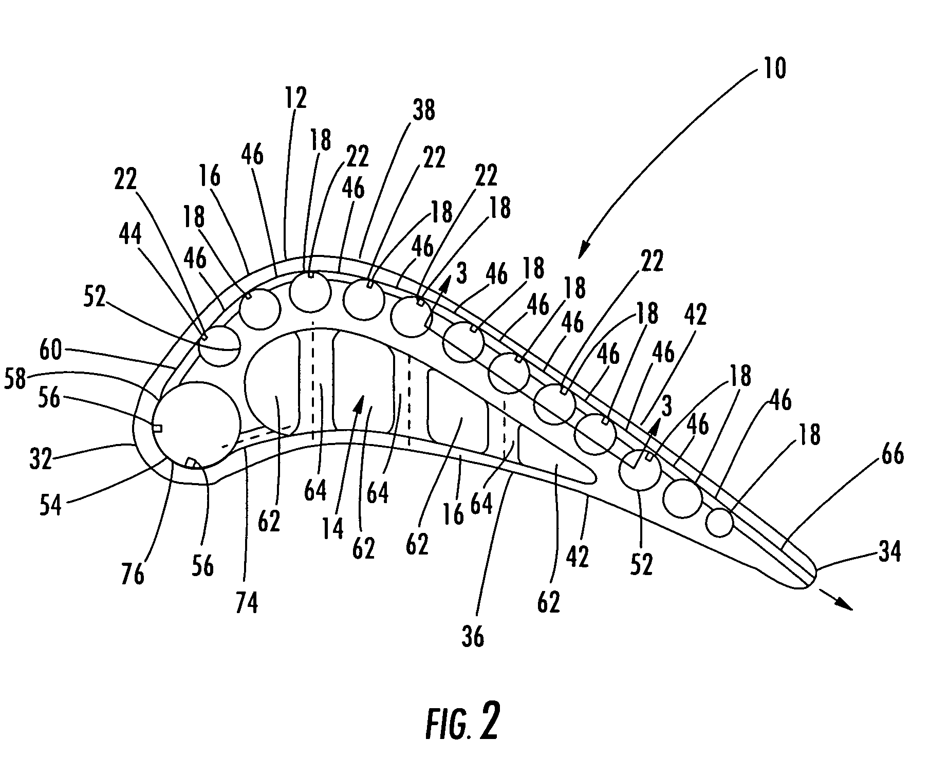 Turbine airfoil cooling system with near wall vortex cooling chambers
