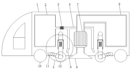 Dustproof motor sweeper capable of being used for sweeping bumpy road surfaces