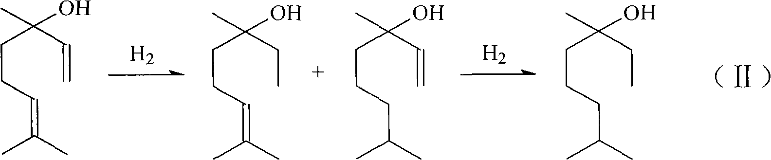 Method for preparing linalool from dehydrolinalool through selective hydrogenation