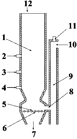 Downdraft gasifier with tar degradation function