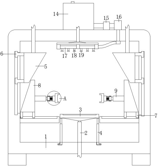 Spraying device for refrigerator metal accessory machining