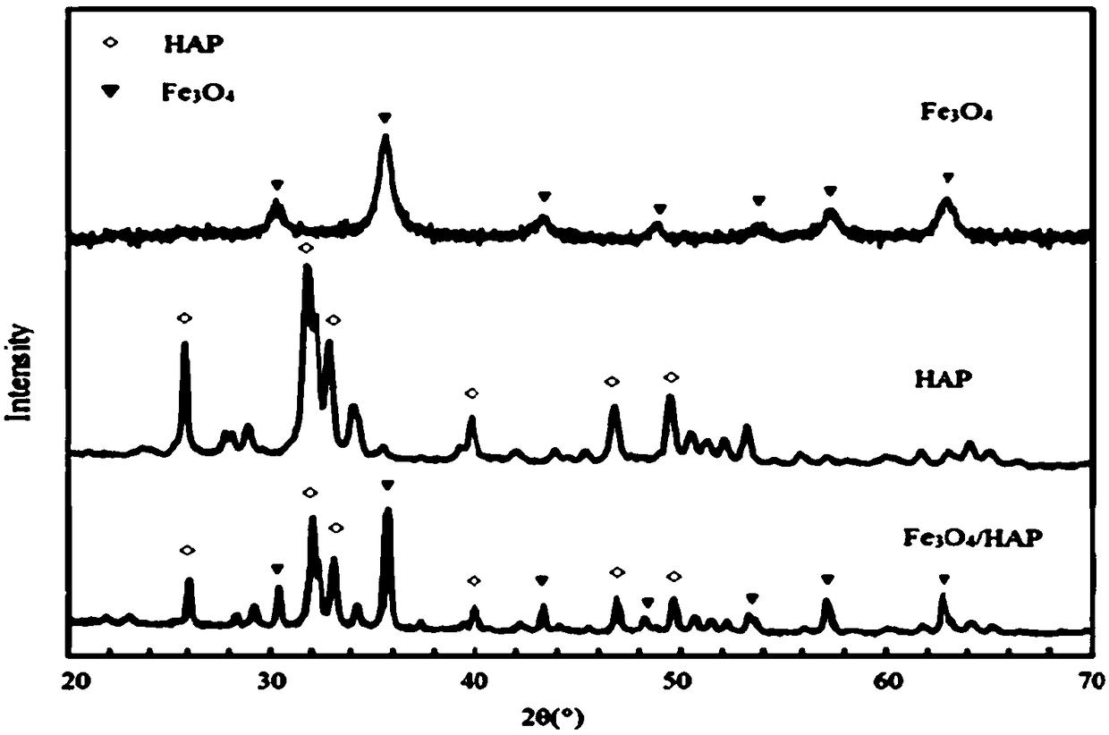 Strong-magnetic hydroxyapatite heavy metal adsorption material and preparation method thereof