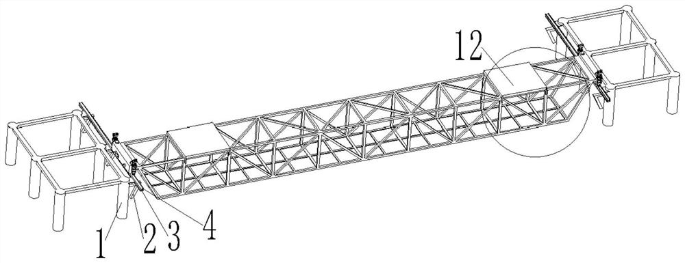 Movable safe operation platform device for large-span steel bridge deck construction