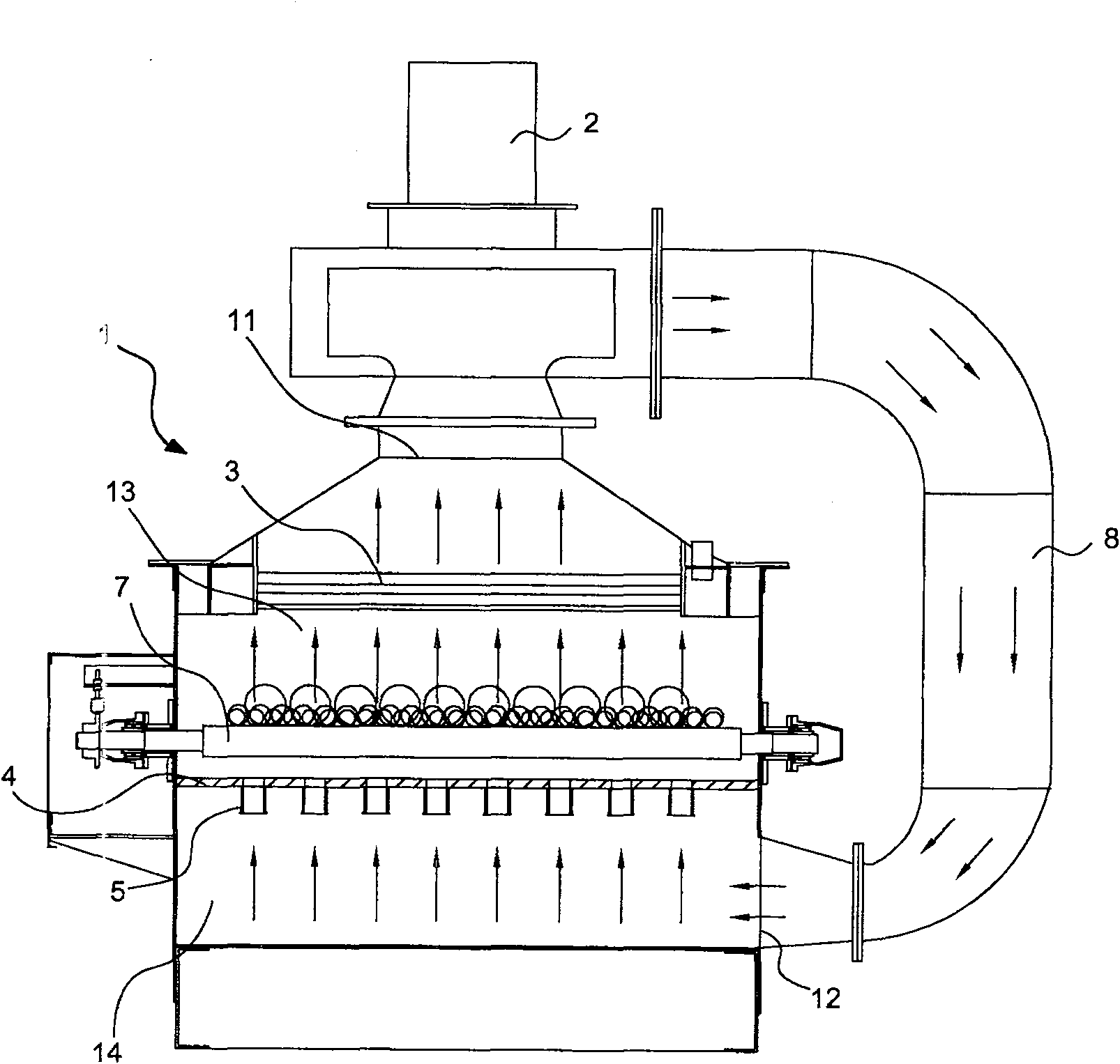 Severe-convective cooling system for low-pressure continuous protective atmosphere heat treatment furnace