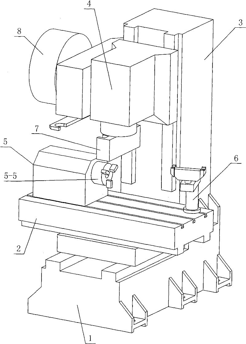 Milling and turning composite machining tool with turning tool row device and lathe tool changing mechanism