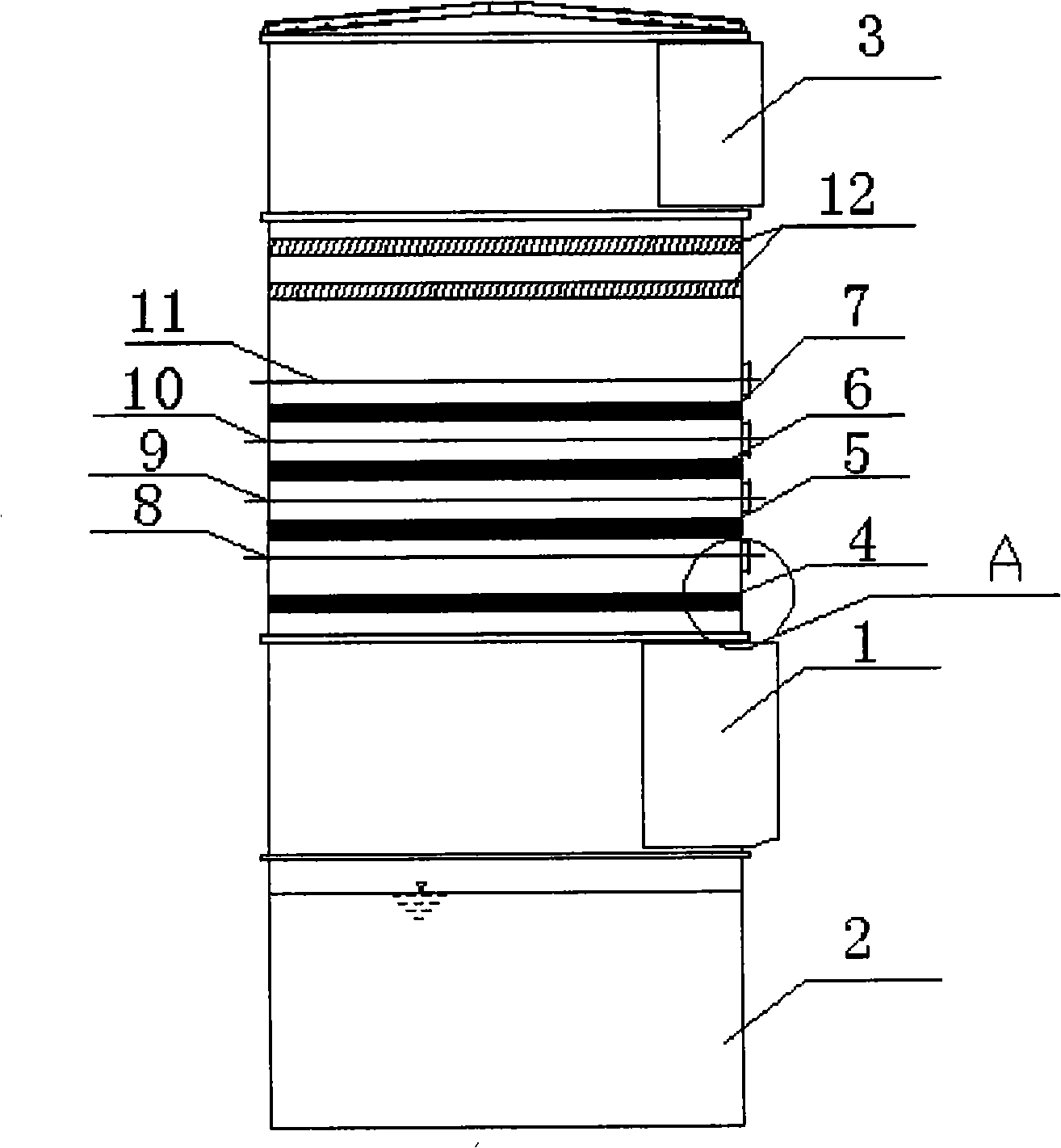Spray tower for treating flue gas and gas gathering ring for the same