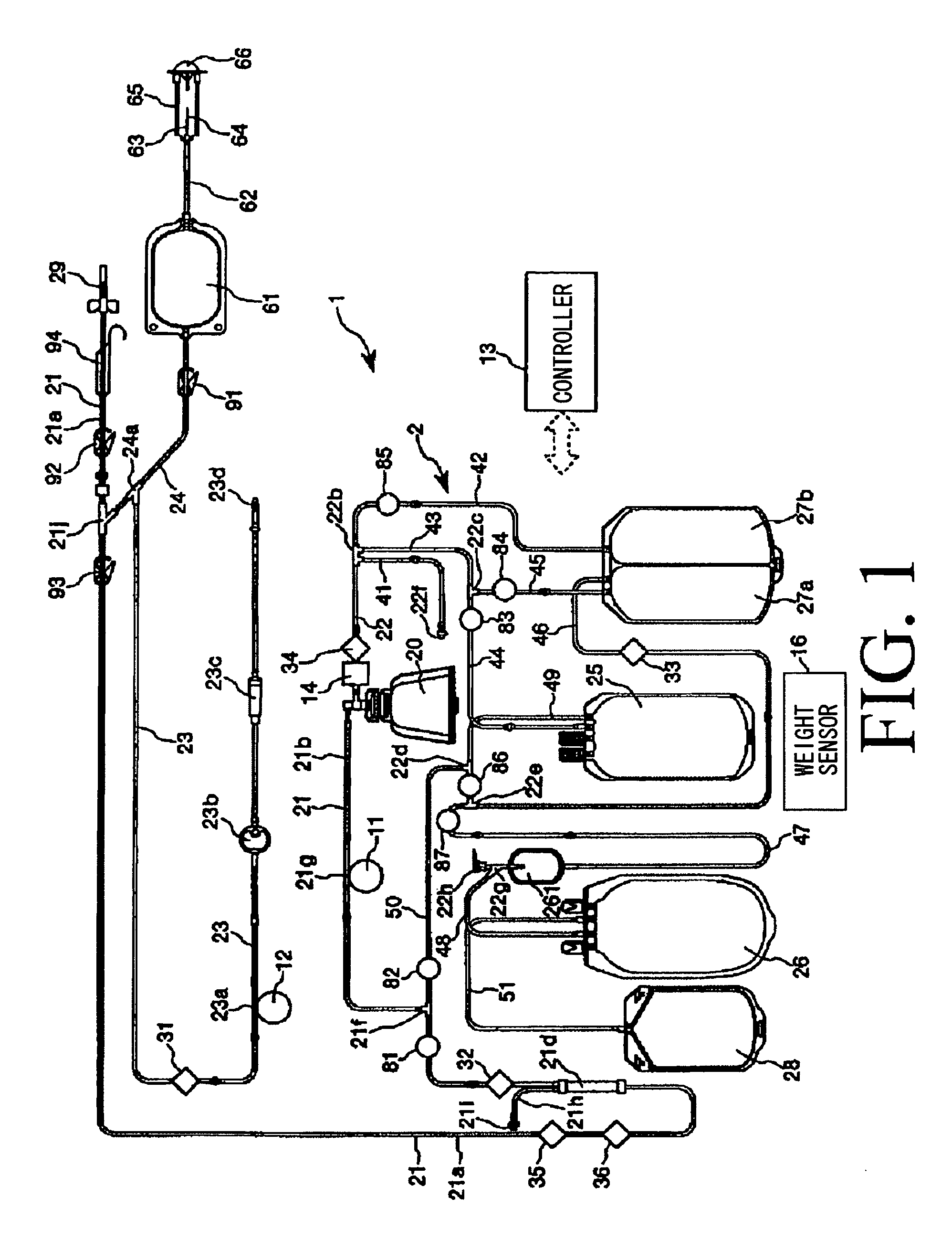 Circuit for collecting blood component and apparatus for collecting blood component