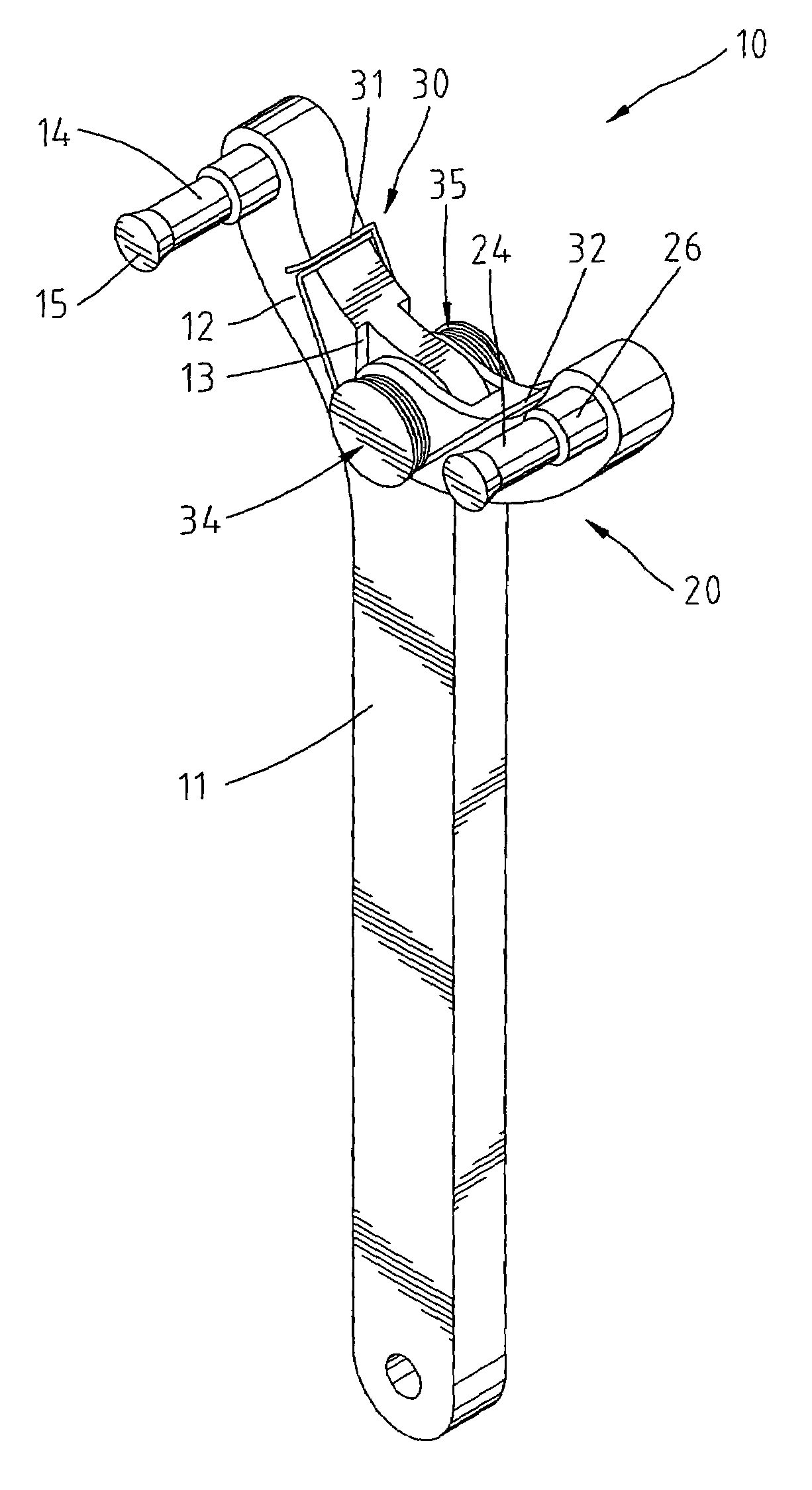 Movable jaw type holding device