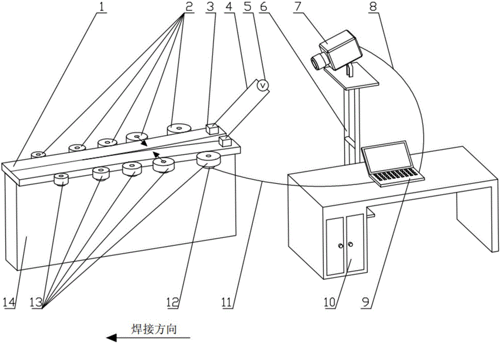 Experimental device for flexible closed-loop control over ERW pipe weld joint opening angles