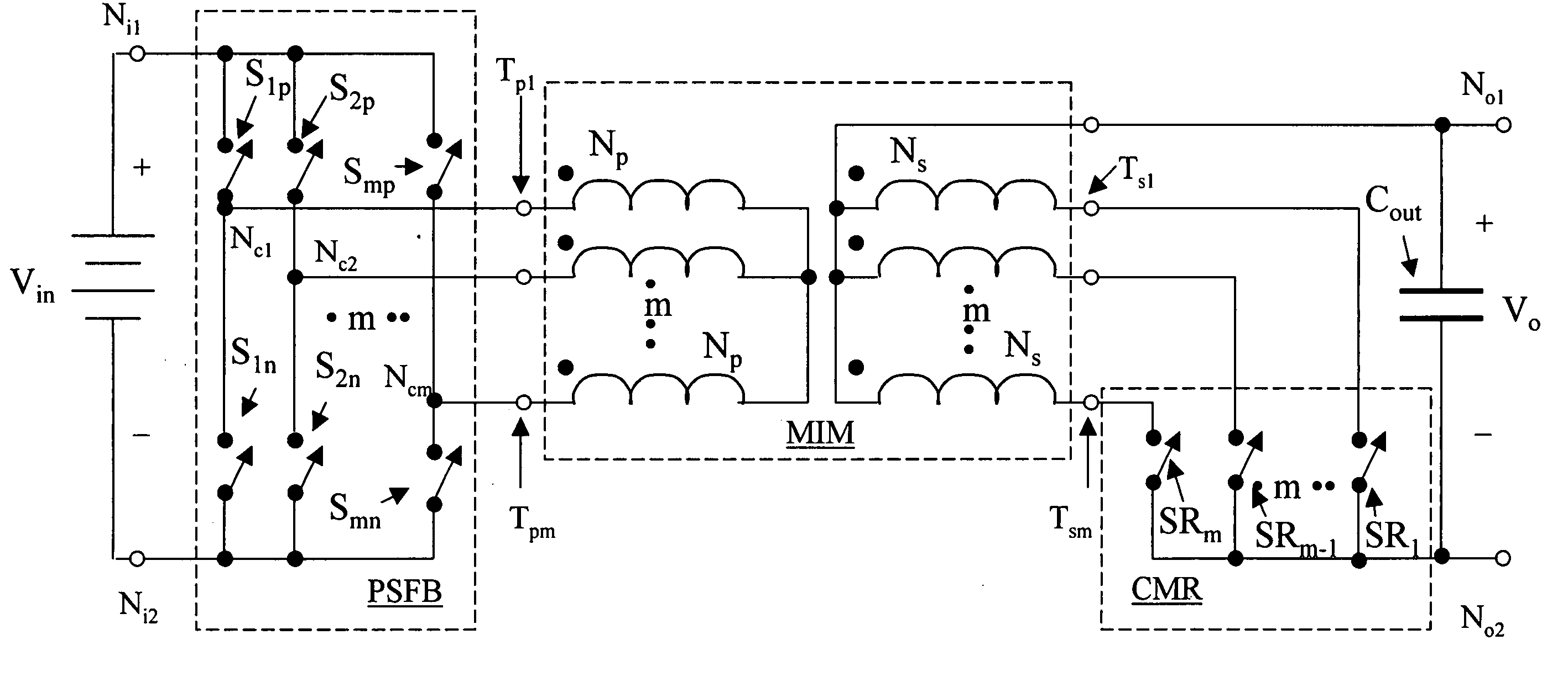 Power converter employing integrated magnetics with a current multiplier rectifier and method of operating the same