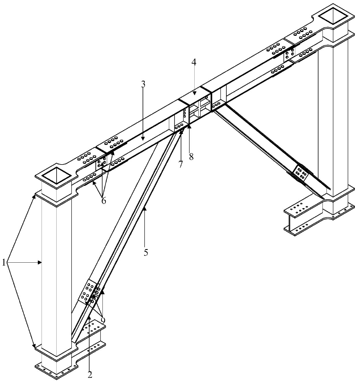 Functionally-recoverable steel frame eccentric supporting system