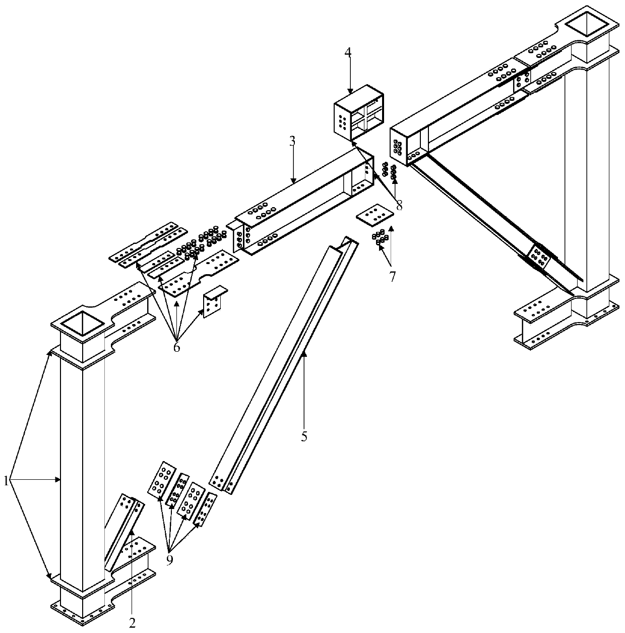 Functionally-recoverable steel frame eccentric supporting system