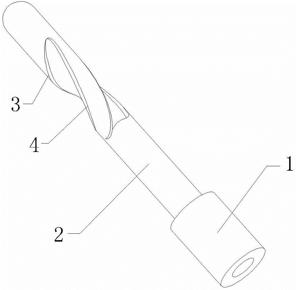 Lithotripsy device with double spiral curved surfaces