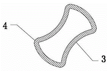 Lithotripsy device with double spiral curved surfaces