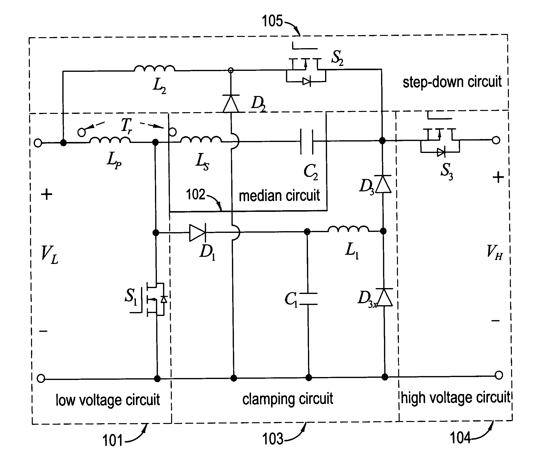 High-efficiency high-voltage difference ratio bi-directional converter