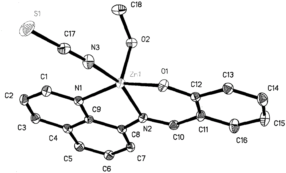 8-aminoquinoline schiff base and zinc rhodanate metal complex and preparation method thereof