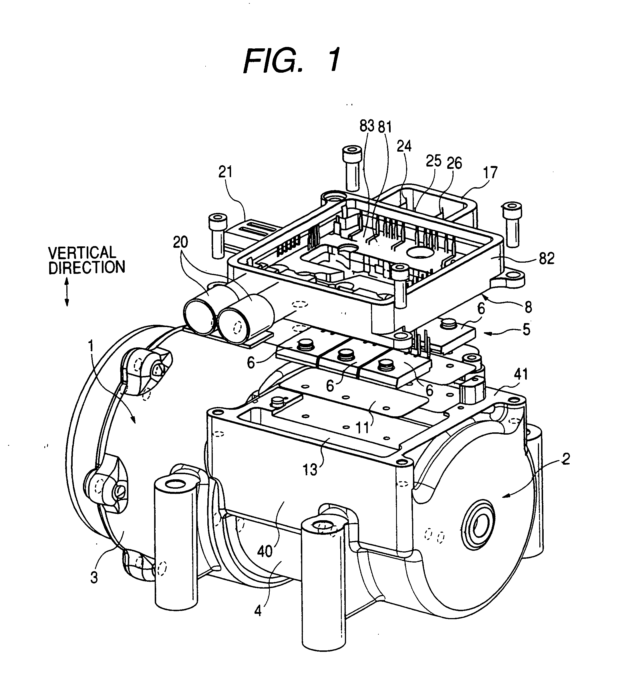 Inverter-integrated motor for an automotive vehicle