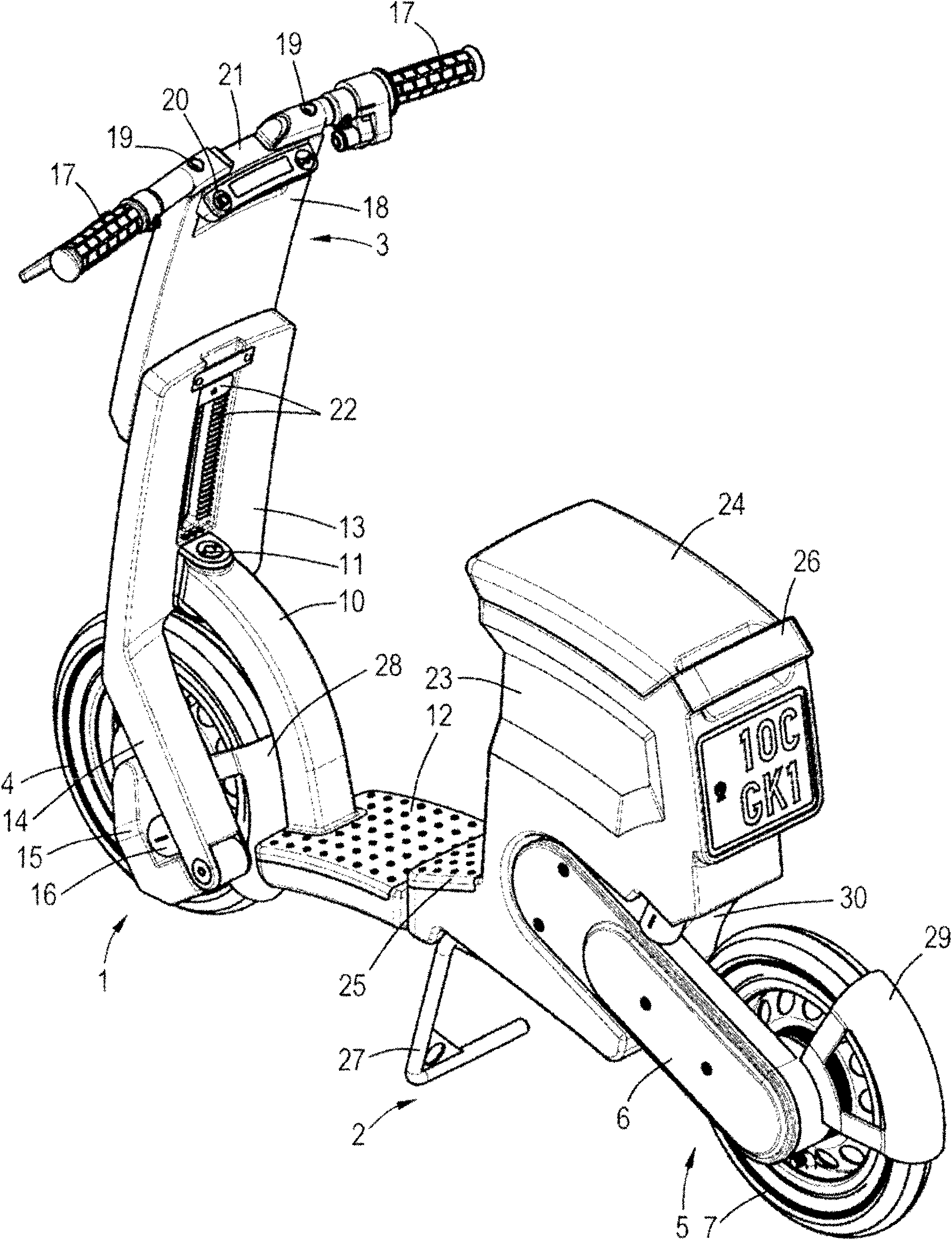 Motorized foldable scooter