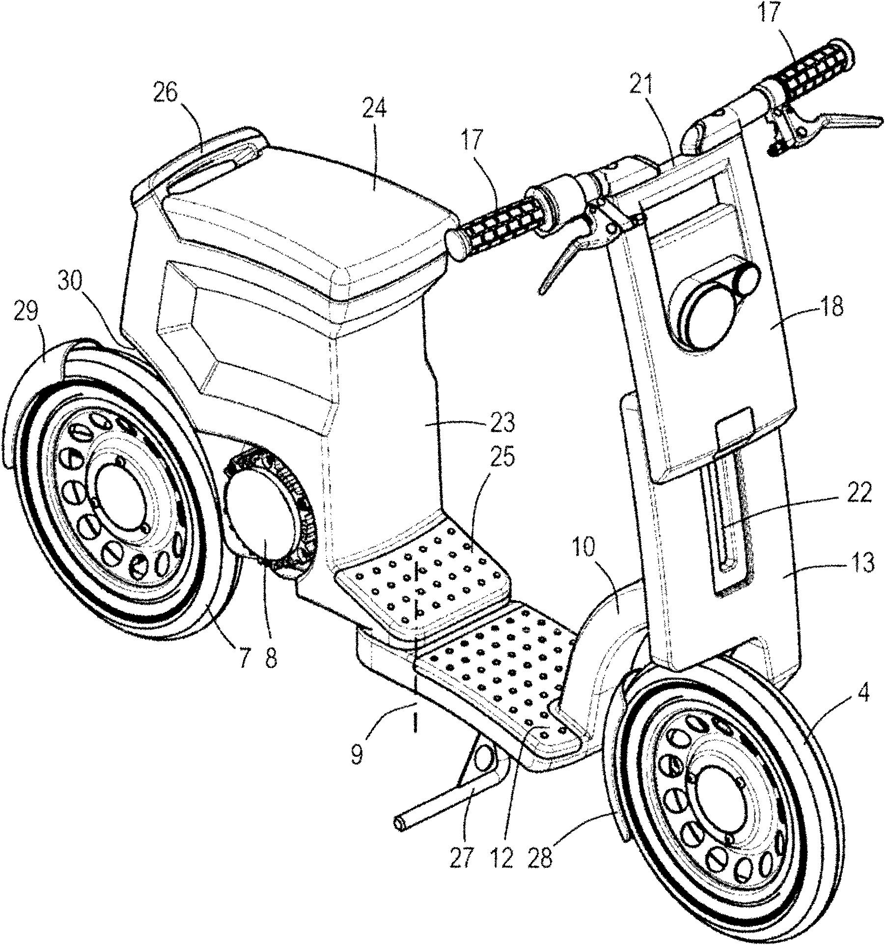 Motorized foldable scooter