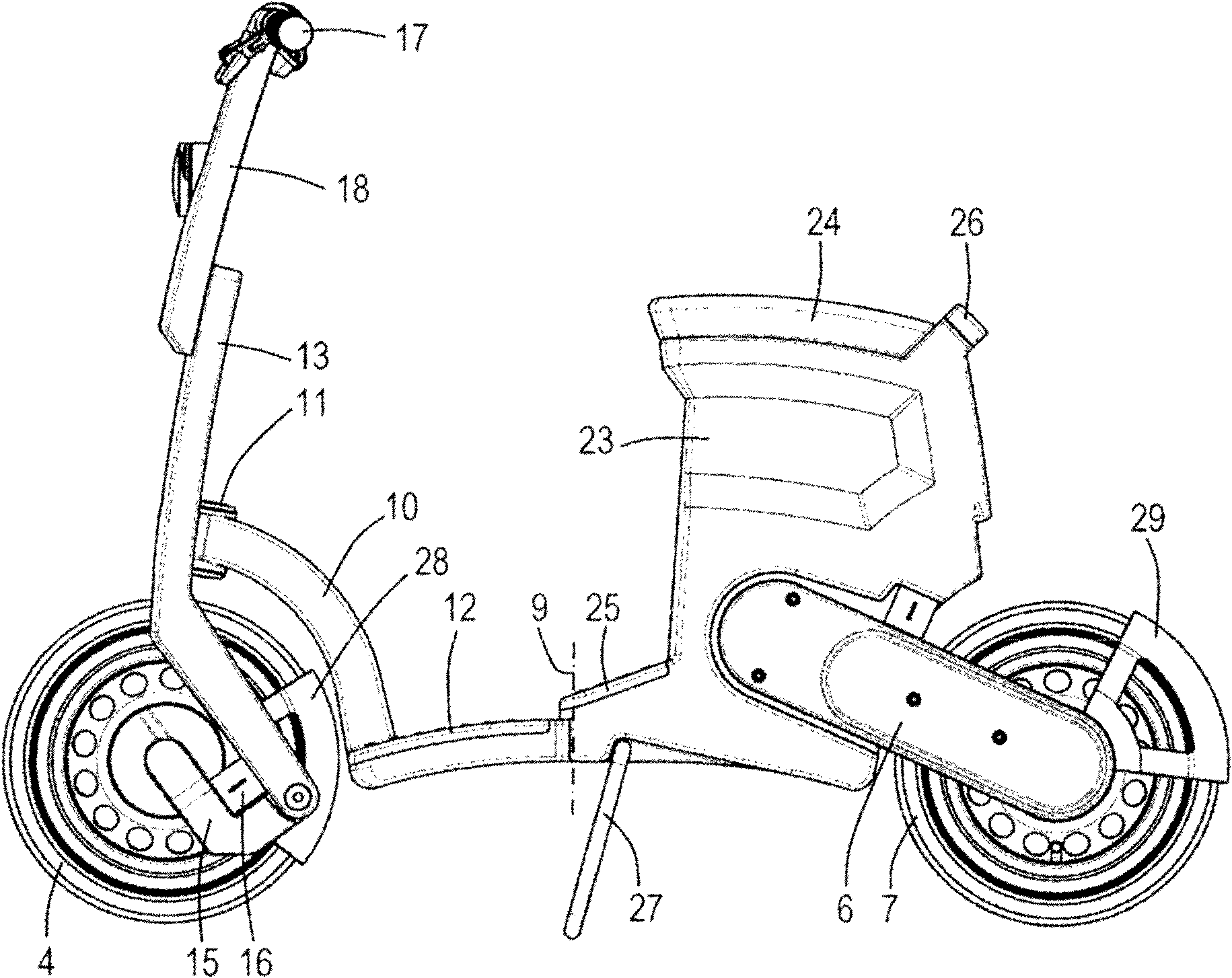 Motorized foldable scooter