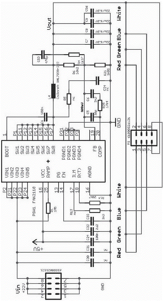 High heat-dissipating driving circuit module based on stage lamp high-power LED