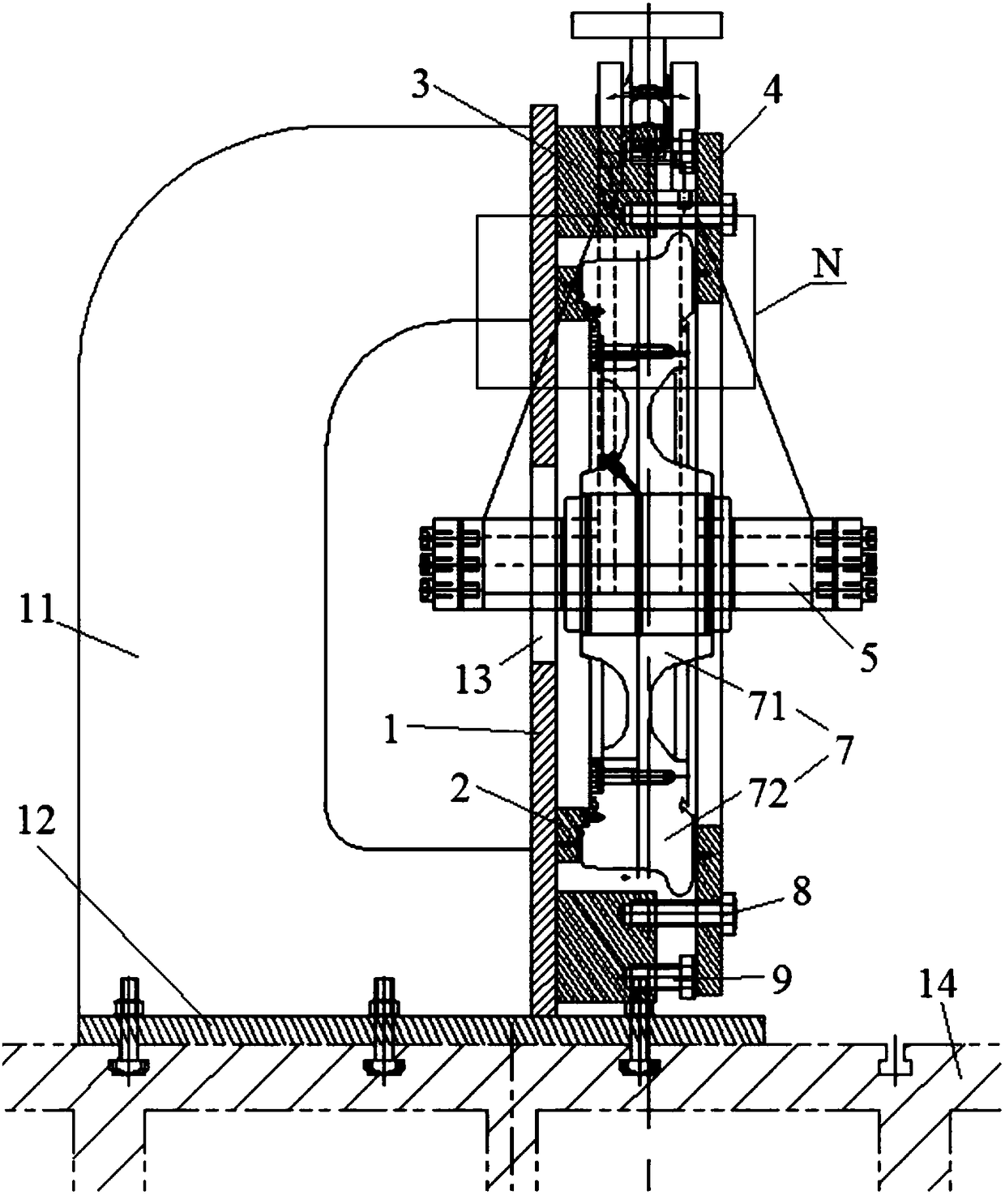 An elastic wheel torsion test tool